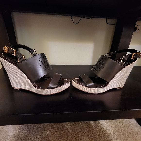Tory Burch Brown leather Wedge platforms - Picture 3 of 7